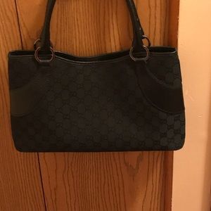 Black Gucci Monogram Canvas Tote